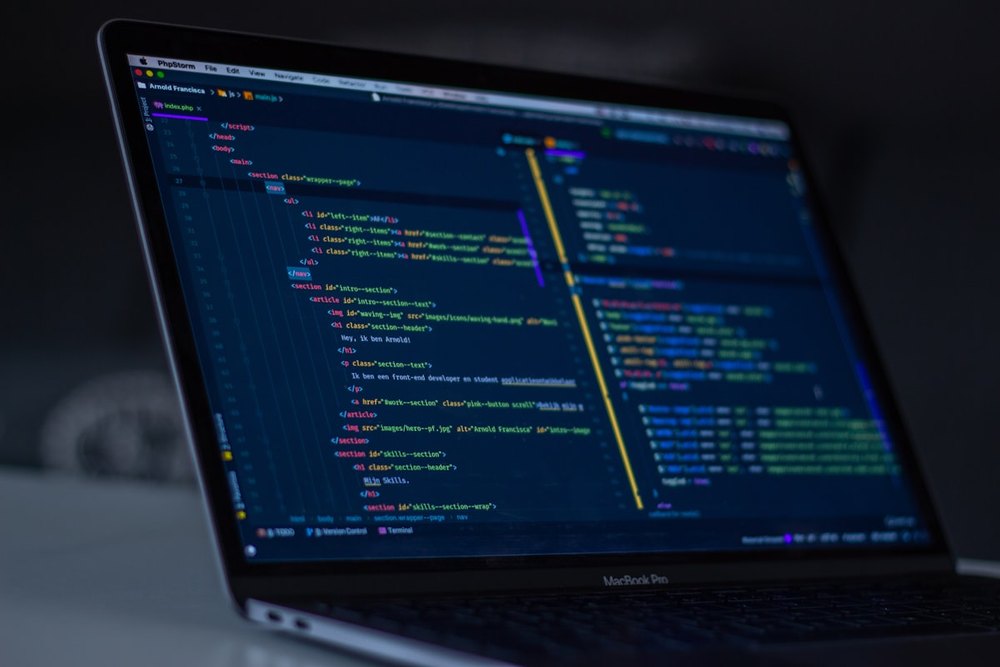 Application code on a laptop screen