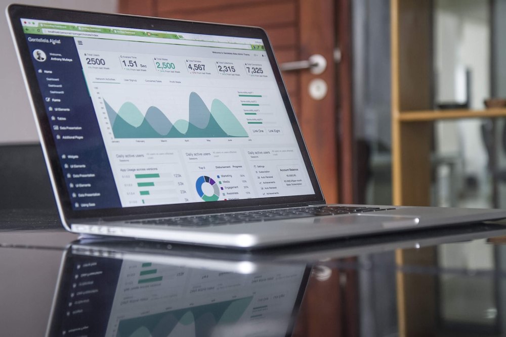 A custom business dashboard on a laptop